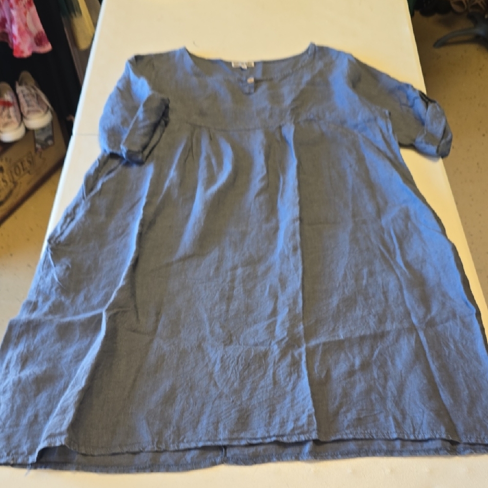 Blue Linen Dress